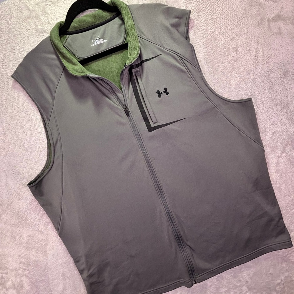 Under Armour Mens Vest XXL Gray ColdGear Full Zip Softshell Fleece Lined 205381